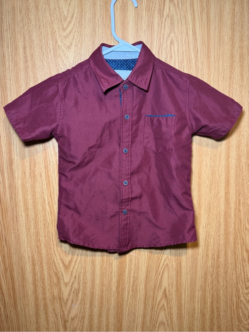 Craft + Flow Cranberry Burgundy  kids 4T Short Sleeve Button Down Shirt